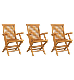 Chaises de jardin 3 pcs Bois de teck massif