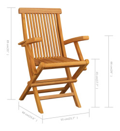 Chaises de jardin 3 pcs Bois de teck massif