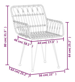 Ensemble à dîner de jardin 7 pcs Résine tressée