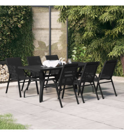 Ensemble de salle à manger de jardin 7 pcs Noir