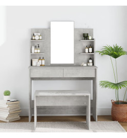 Coiffeuse avec miroir Gris béton 96x40x142 cm