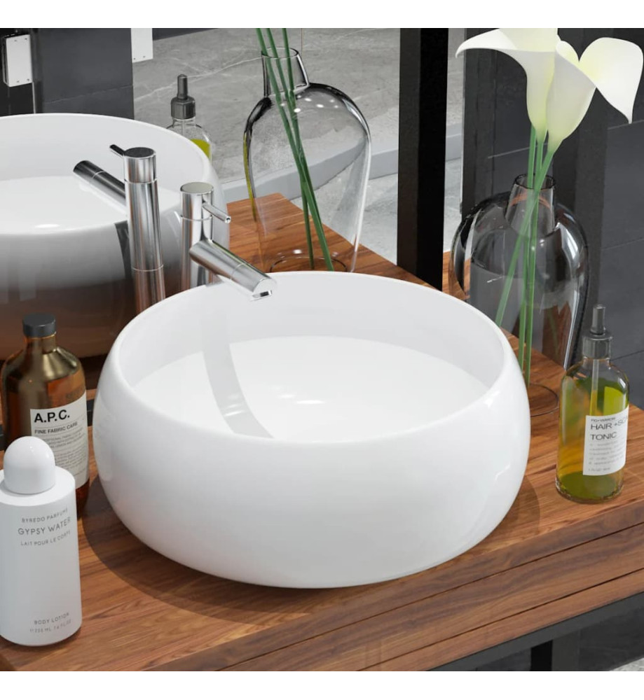 Lavabo ronde Céramique Blanc 40 x 15 cm