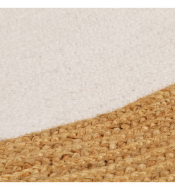 Tapis tressé Blanc et naturel 90 cm Jute et coton Rond