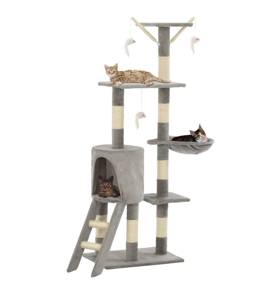 Arbre à chat avec griffoirs en sisal 138 cm Gris