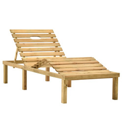 Chaise longue avec coussin crème Bois de pin imprégné