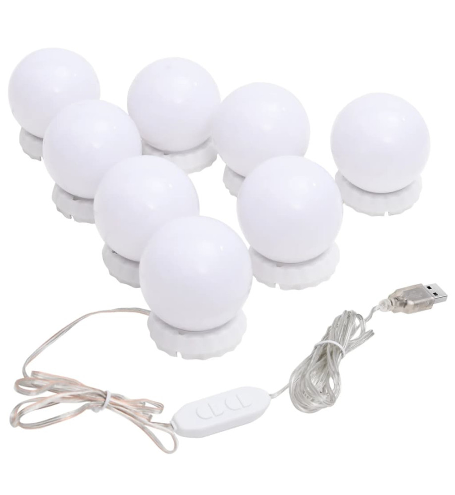 Lampe de miroir avec 8 ampoules LED Blanc chaud et blanc froid