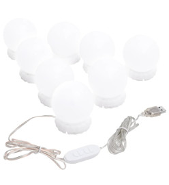 Lampe de miroir avec 8 ampoules LED Blanc chaud et blanc froid