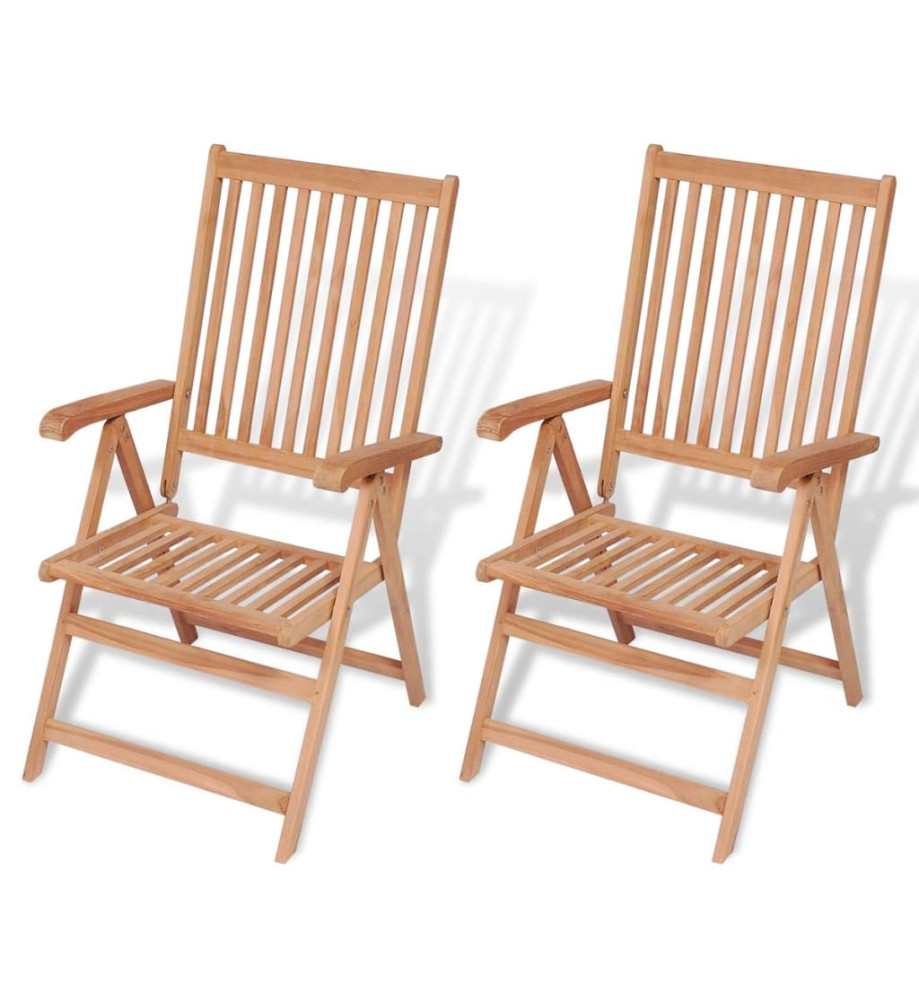 Chaises inclinables de jardin 2 pcs Bois de teck solide