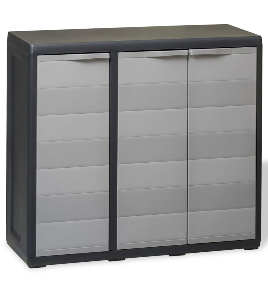 Armoire de rangement de jardin avec 2 étagères Noir et gris