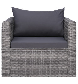 Chaise de jardin avec coussin et oreiller Résine tressée Gris