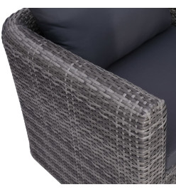 Chaise de jardin avec coussin et oreiller Résine tressée Gris