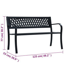 Banc de jardin 125 cm Noir Acier