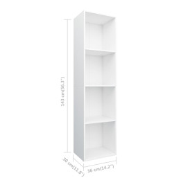 Bibliothèque/Meuble TV Blanc 36x30x143 cm Bois d'ingénierie