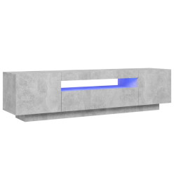 Meuble TV avec lumières LED gris béton 160x35x40 cm