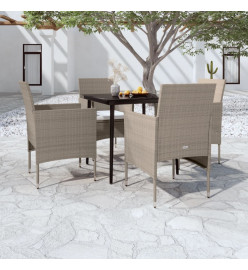 Mobilier de salle à manger de jardin coussins 5 pcs Beige/noir