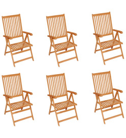 Chaises de jardin 6 pcs avec coussins gris Bois de teck