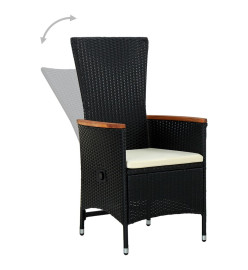 Mobilier de salle à manger de jardin avec coussins 3 pcs Noir