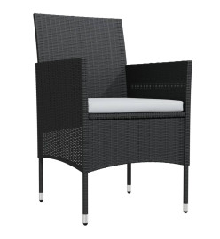 Mobilier de salle à manger de jardin avec coussins 3 pcs Noir