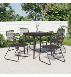 Mobilier à dîner de jardin 5 pcs Noir Rotin PVC