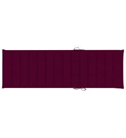 Chaise longue avec coussin bordeaux Bois de pin imprégné