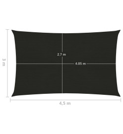 Voile d'ombrage 160 g/m² Noir 3x4,5 m PEHD