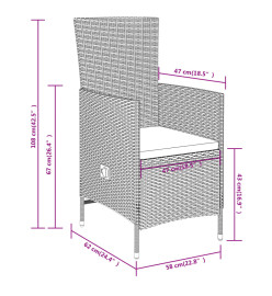 Ensemble de salle à manger de jardin avec coussins 3 pcs Beige