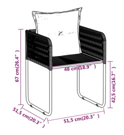 Ensemble de salle à manger de jardin 3 pcs Noir