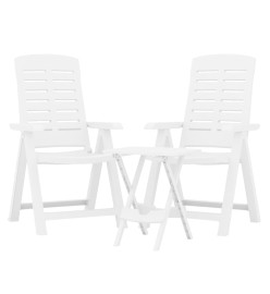 Ensemble de salle à manger de jardin 3 pcs Blanc Polypropylène