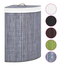 Panier à linge d'angle Bambou Gris 60 L