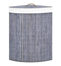 Panier à linge d'angle Bambou Gris 60 L