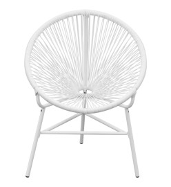 Chaise de jardin en corde forme de lune Résine tressée Blanc