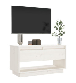 Meuble TV Blanc 74x34x40 cm Bois de pin massif