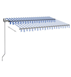 Auvent automatique capteur de vent/LED 350x250 cm Bleu et blanc