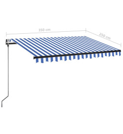 Auvent automatique capteur de vent/LED 350x250 cm Bleu et blanc