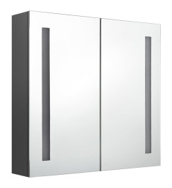 Armoire de salle de bain à miroir LED Gris 62x14x60 cm