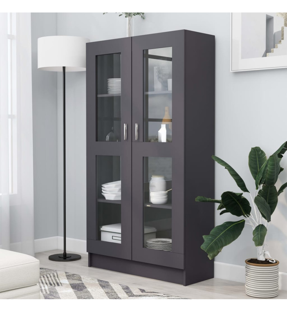 Armoire à vitrine Gris 82,5x30,5x150 cm Aggloméré