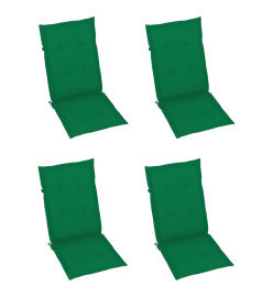 Chaises de jardin 4 pcs avec coussins vert Bois de teck