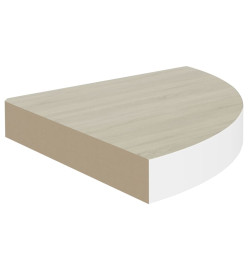 Étagère d'angle murale Chêne et blanc 25x25x3,8 cm MDF