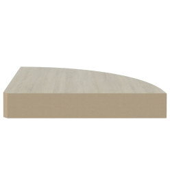 Étagère d'angle murale Chêne et blanc 25x25x3,8 cm MDF