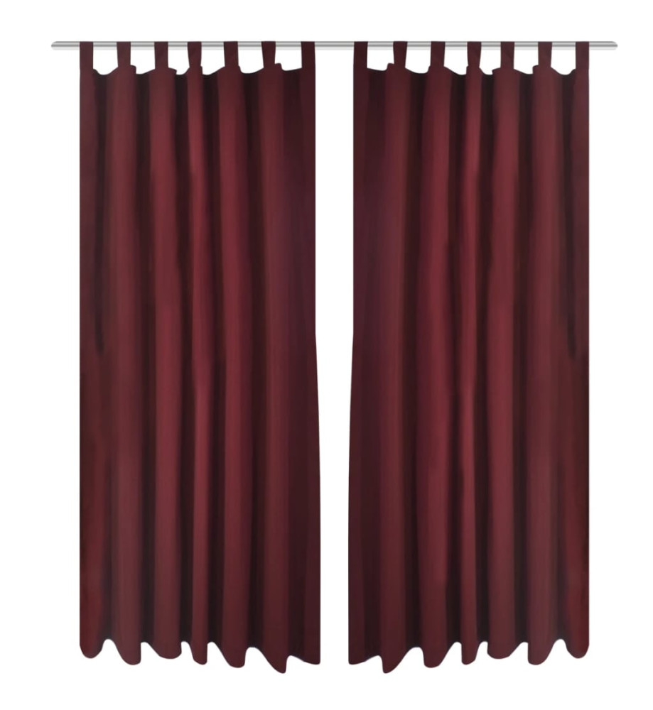 2 pcs Rideau à Passant Micro Satin Bordeaux 140 x 245 cm