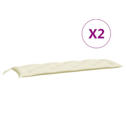 Coussins de banc de jardin 2 pcs blanc crème tissu Oxford