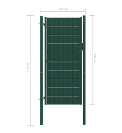 Portail de clôture PVC et acier 100x124 cm Vert