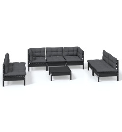 Salon de jardin 8 pcs avec coussins Bois de pin massif