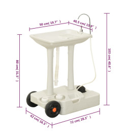 Support de lave-mains de camping et réservoir d'eau à roulettes