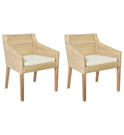 Chaises à manger avec coussins lot de 2 rotin naturel