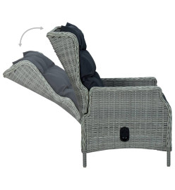 Mobilier à dîner 9 pcs avec coussins Résine tressée Gris clair