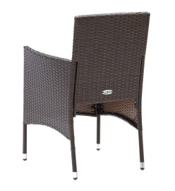 Mobilier à dîner de jardin 3 pcs Marron Résine tressée et verre