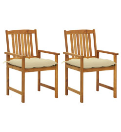 Chaises de jardin avec coussins 2 pcs Bois d'acacia massif