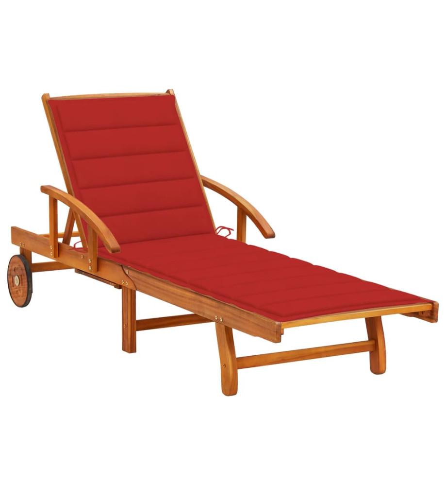 Chaise longue de jardin avec coussin Bois d'acacia solide