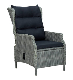 Mobilier à dîner 9 pcs avec coussins Résine tressée Gris clair